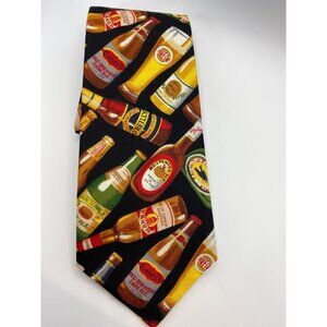 Henry Company Colorful Beer Bottle Print Mens Necktie Made In USA 100% Cotton No
